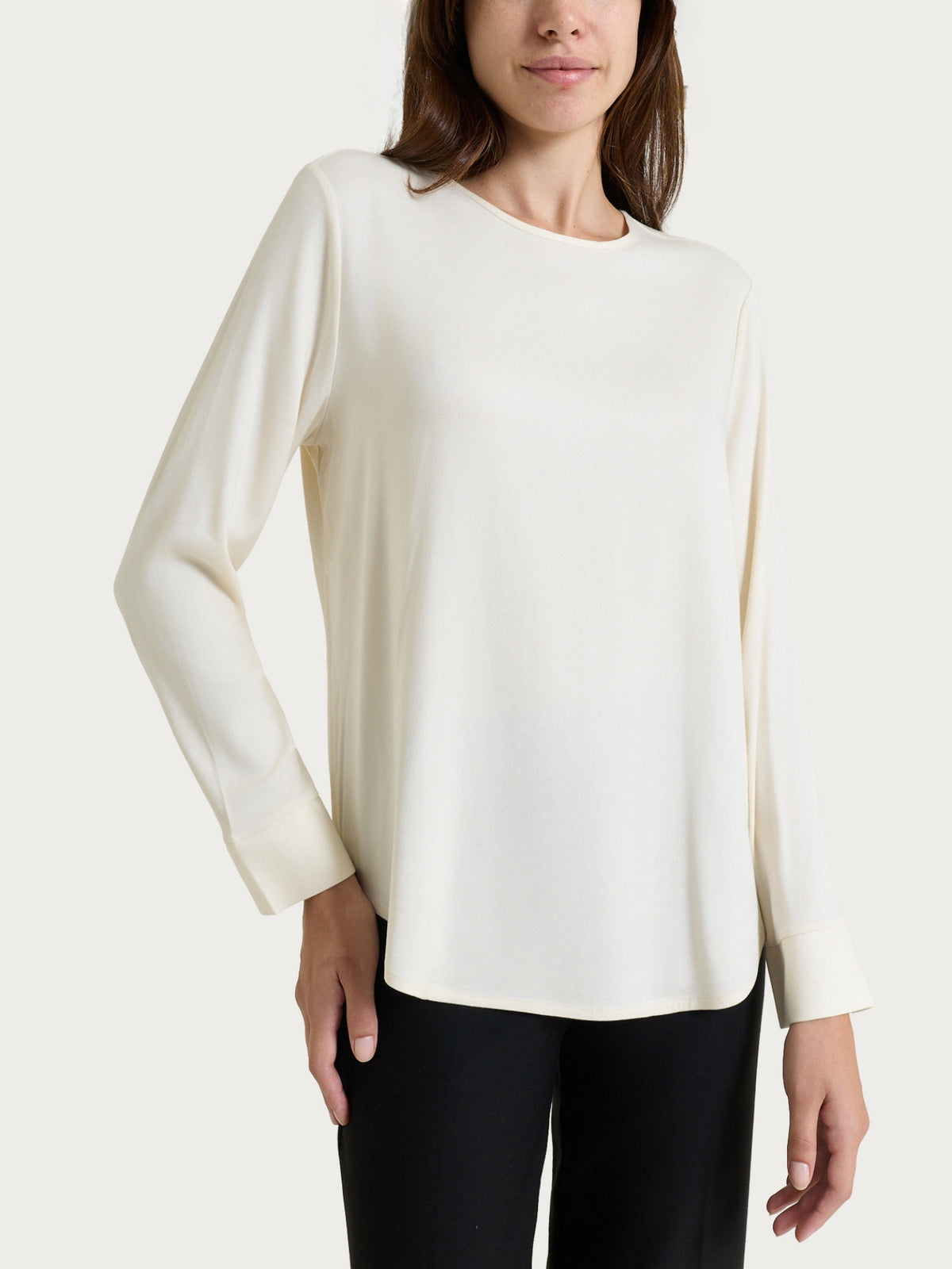 Blusa girocollo in Light Flannel Bianchi Donna - Ragno