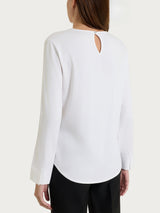 Blusa girocollo in Light Flannel Bianchi Donna - Ragno