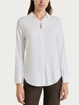 Blusa con scollo a serafino in Light Flannel Bianchi Donna - Ragno