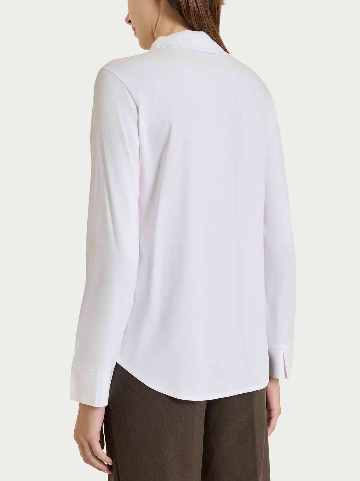 Blusa con scollo a serafino in Light Flannel Bianchi Donna - Ragno