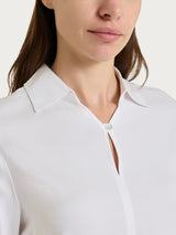 Blusa con scollo a serafino in Light Flannel Bianchi Donna - Ragno