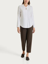 Blusa con scollo a serafino in Light Flannel Bianchi Donna - Ragno