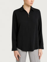 Blusa con scollo a serafino in Light Flannel Neri Donna - Ragno