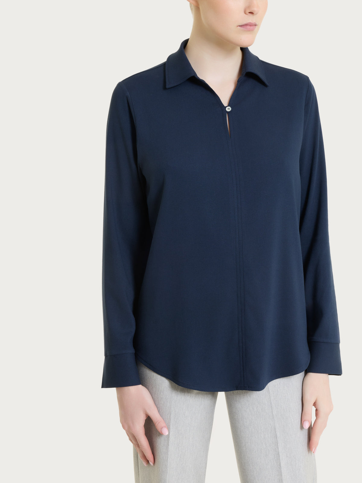 Blusa con scollo a serafino in Light Flannel Blu Donna - Ragno