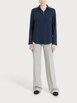 Blusa con scollo a serafino in Light Flannel Blu Donna - Ragno