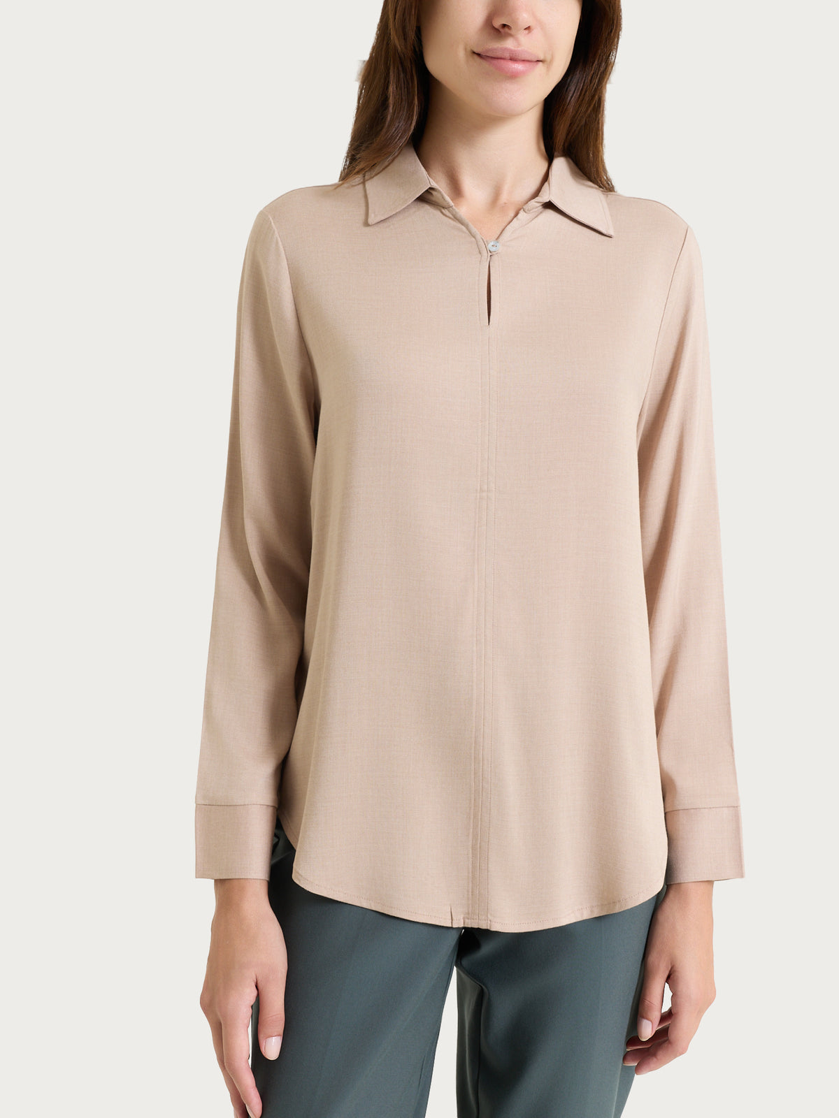 Blusa con scollo a serafino in Light Flannel Grigi Donna - Ragno