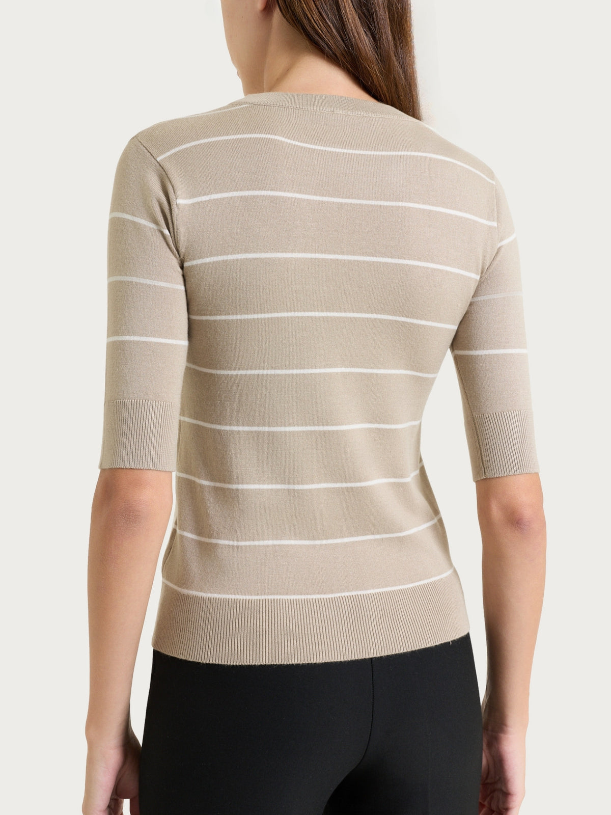 Kurzärmeliger Pullover mit feinen Streifen „Four Seasons Grigi“ für Damen – Ragno