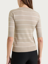 Four Seasons Gray Women's Short-Sleeve Fine-Striped Sweater - Ragno