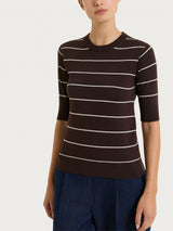 Maglia con manica corta e righe fini Four Seasons Marroni Donna - Ragno