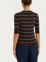 Maglia con manica corta e righe fini Four Seasons Marroni Donna - Ragno