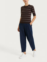 Maglia con manica corta e righe fini Four Seasons Marroni Donna - Ragno
