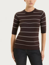 Maglia con manica corta e righe fini Four Seasons Marroni Donna - Ragno