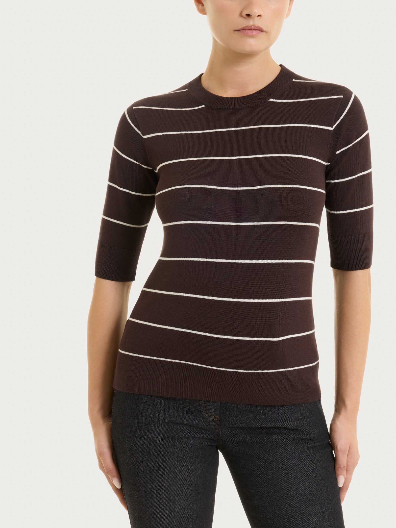 Maglia con manica corta e righe fini Four Seasons Marroni Donna - Ragno