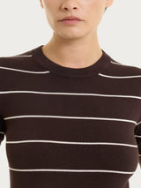 Maglia con manica corta e righe fini Four Seasons Marroni Donna - Ragno