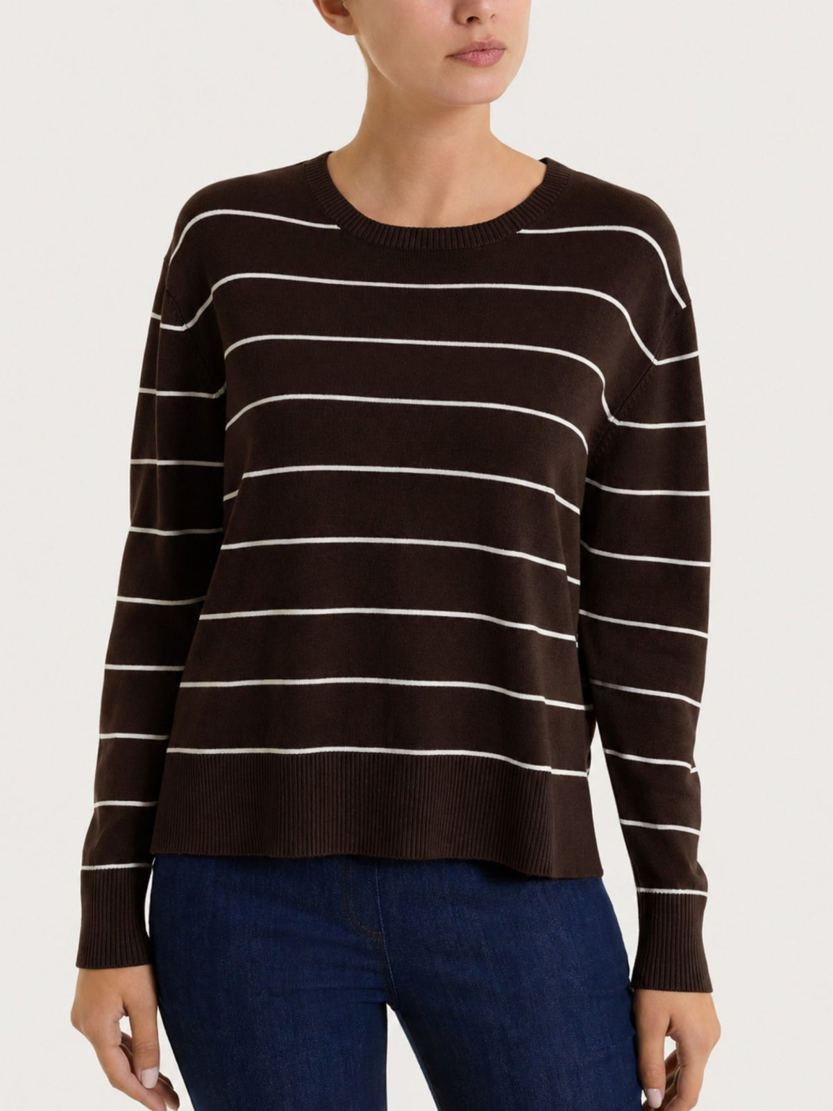 Maglia girocollo a righe fini Four Seasons Marroni Donna - Ragno
