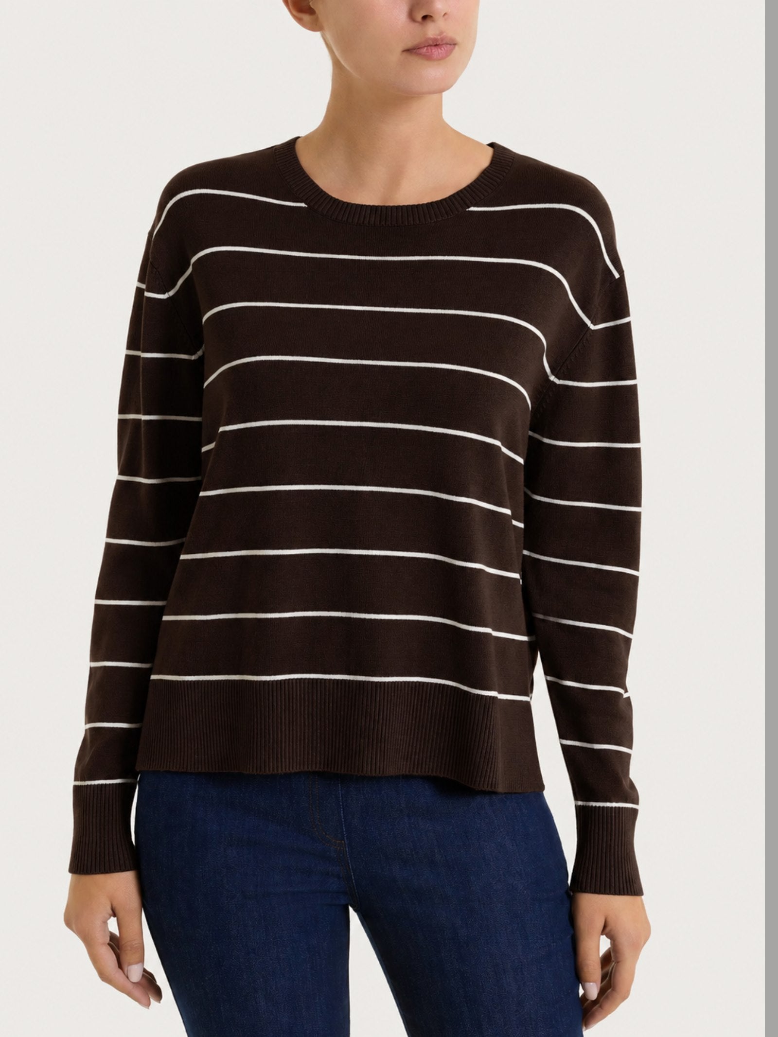 Maglia girocollo a righe fini Four Seasons Marroni Donna - Ragno