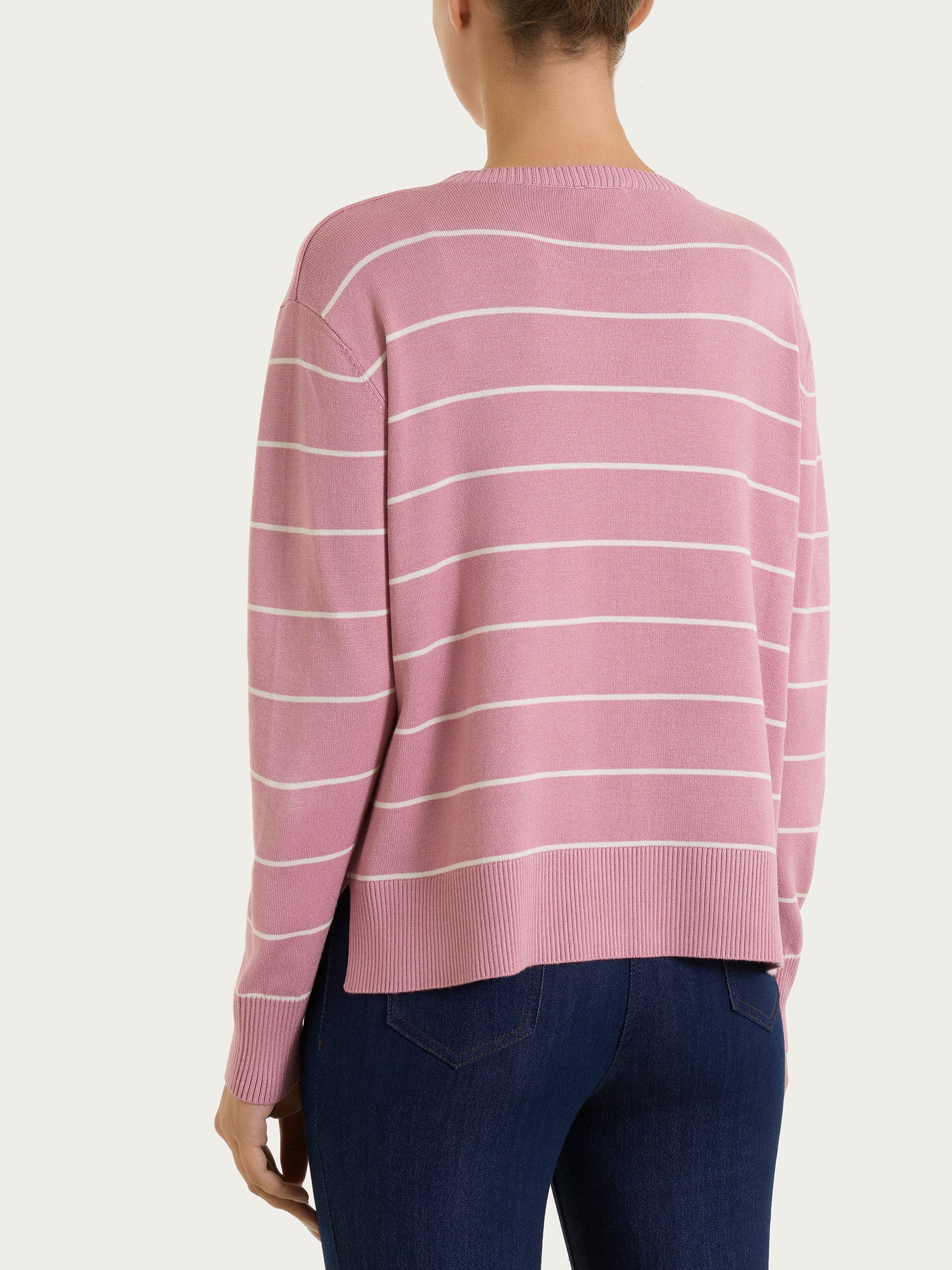 Maglia girocollo a righe fini Four Seasons Rosa Donna - Ragno