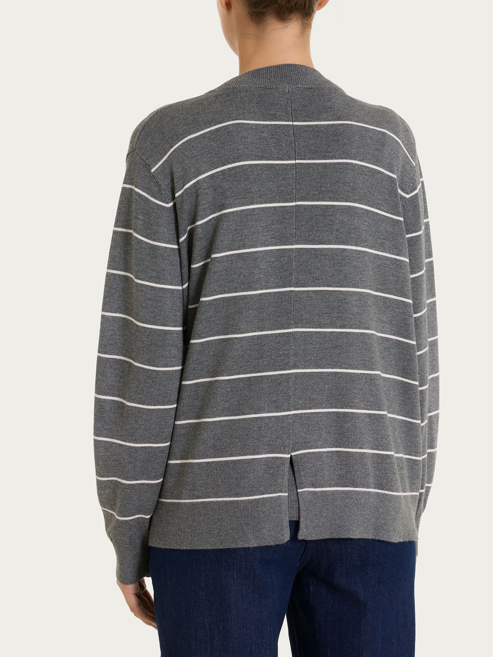 Cardigan aperto con righe fini Four Seasons Neri Donna - Ragno