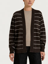Cardigan aperto con righe fini Four Seasons Marroni Donna - Ragno