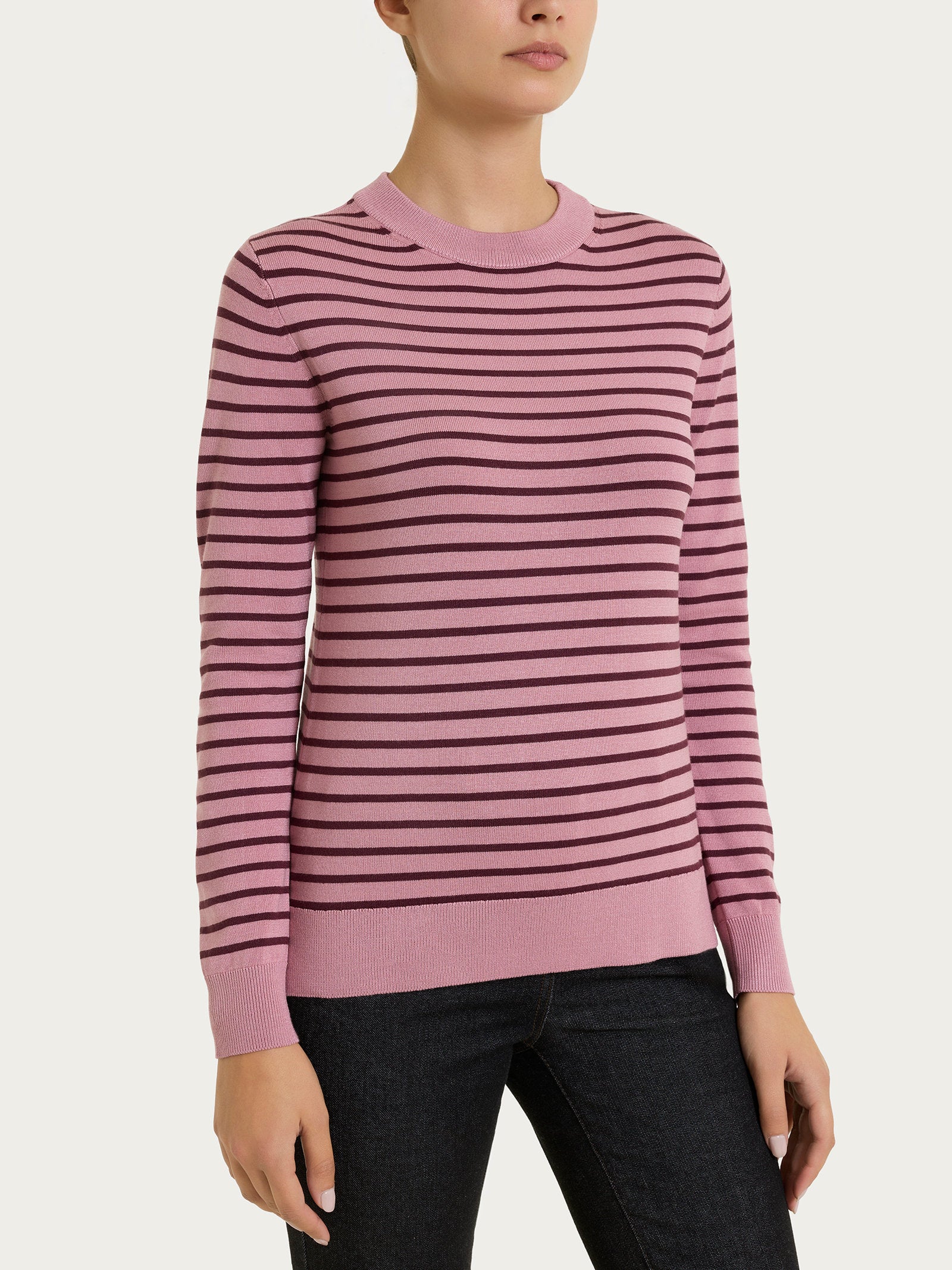 Maglia girocollo a righe pari Four Seasons Viola Donna - Ragno