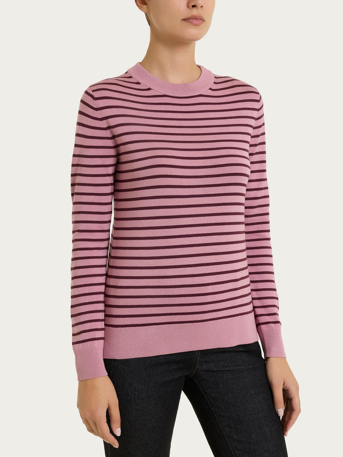 Maglia girocollo a righe pari Four Seasons Viola Donna - Ragno