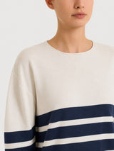 Maglia girocollo con righe piazzate Four Seasons Bianchi Donna - Ragno