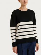 Maglia girocollo con righe piazzate Four Seasons Neri Donna - Ragno