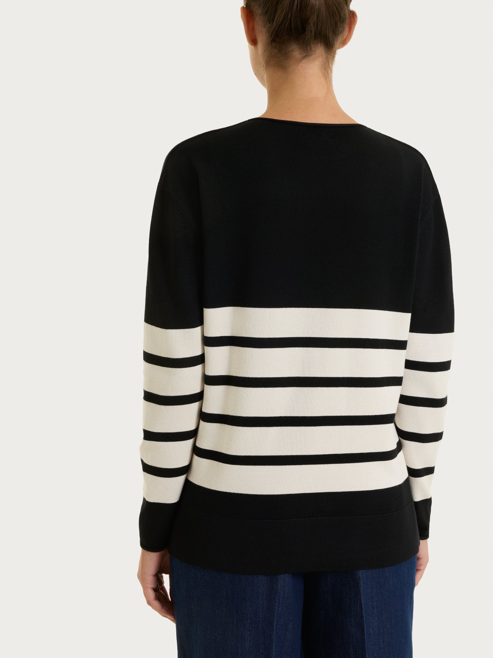 Maglia girocollo con righe piazzate Four Seasons Neri Donna - Ragno