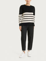 Maglia girocollo con righe piazzate Four Seasons Neri Donna - Ragno