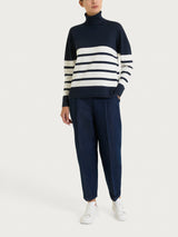 Dolcevita con righe piazzate Four Seasons Blu Donna - Ragno