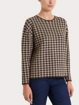 Maglia girocollo con fantasia pied de poule Four Seasons Marroni Donna - Ragno