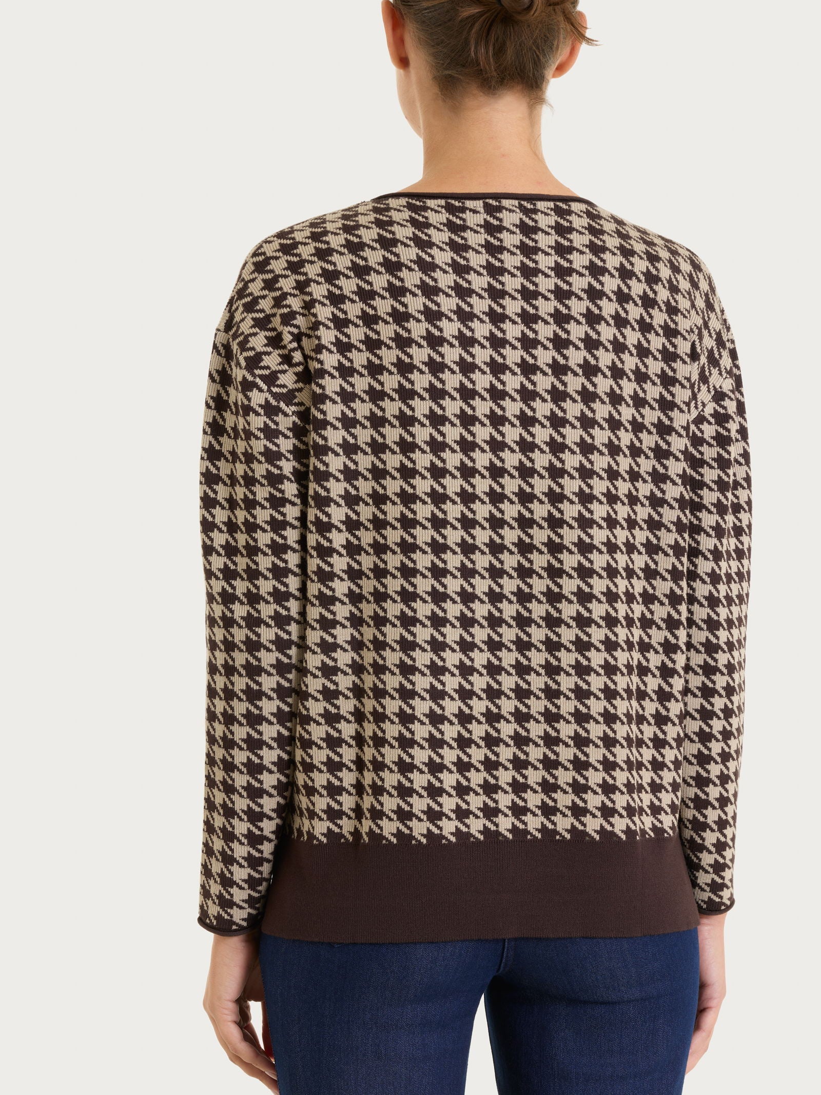 Maglia girocollo con fantasia pied de poule Four Seasons Marroni Donna - Ragno