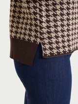 Maglia girocollo con fantasia pied de poule Four Seasons Marroni Donna - Ragno