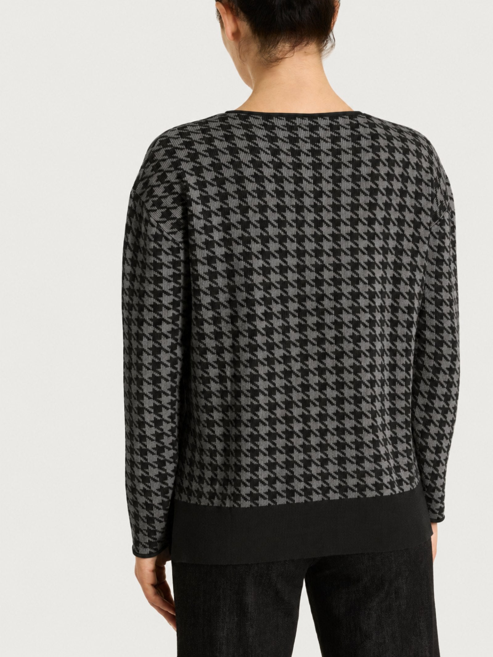 Maglia girocollo con fantasia pied de poule Four Seasons Neri Donna - Ragno
