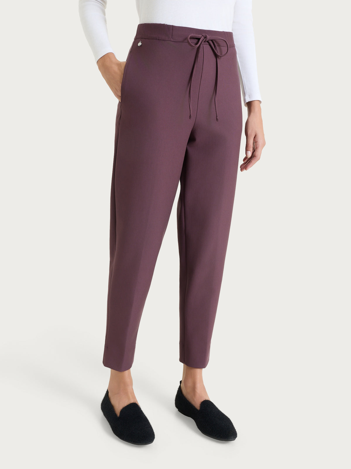 Pantalone jogger con tasche in Compact Viola Donna - Ragno