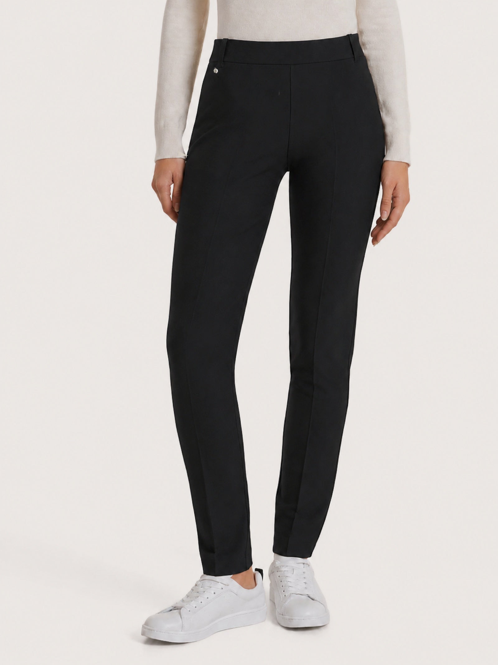 Pantalone a sigaretta con passanti in Compact Neri Donna - Ragno