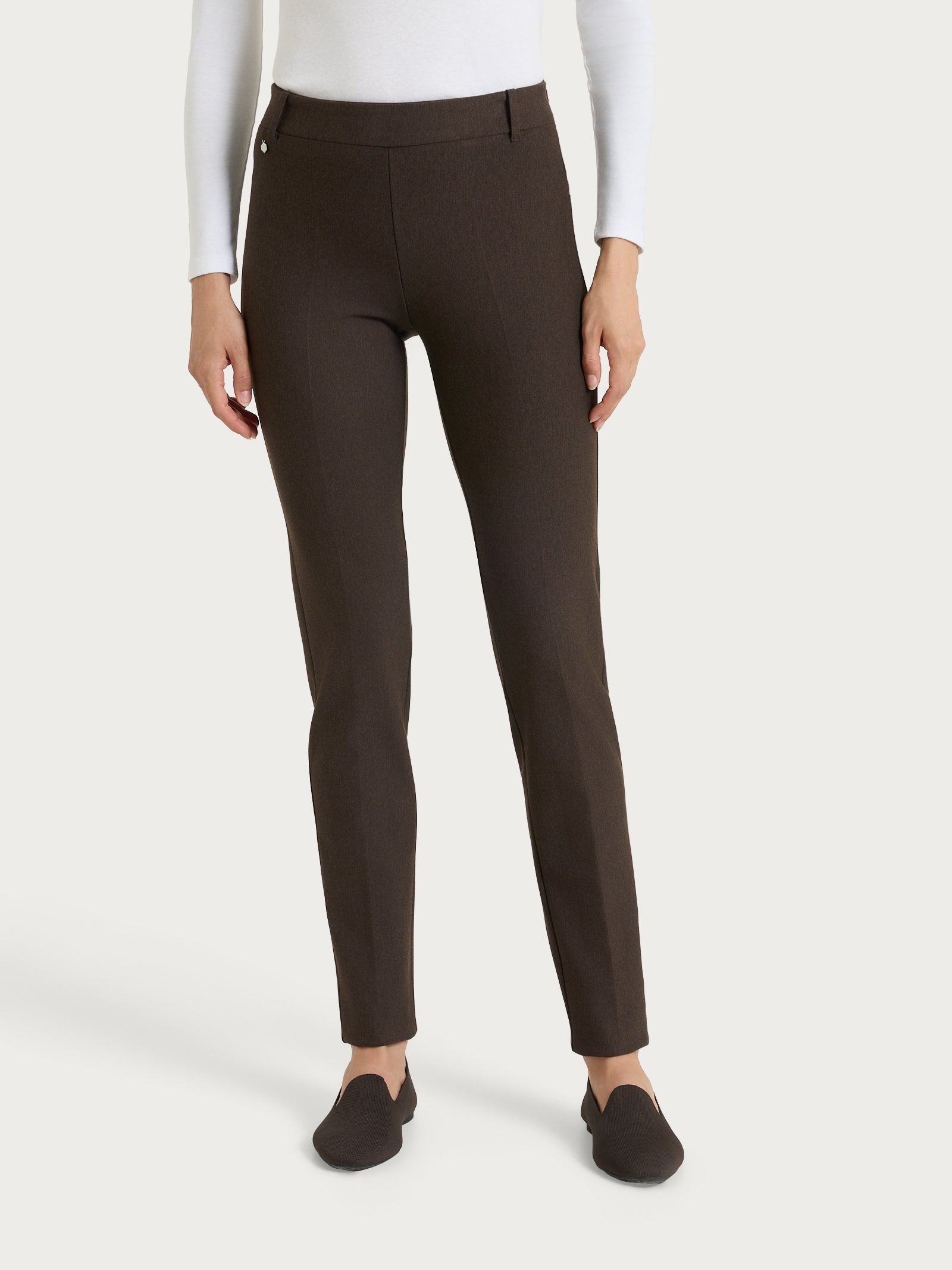 Pantalone a sigaretta con passanti in Compact Marroni Donna - Ragno