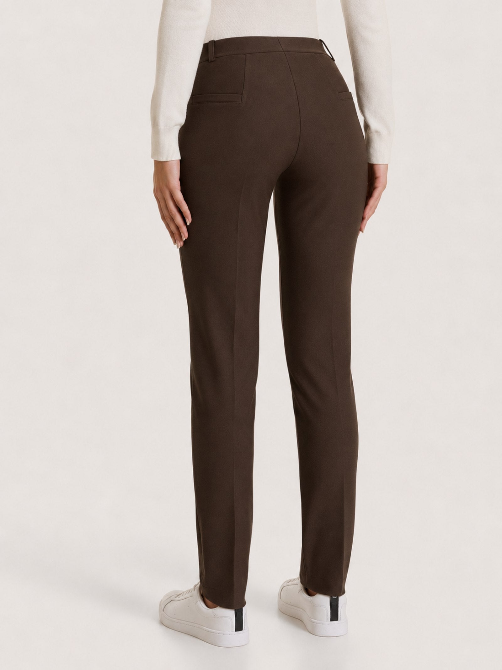 Pantalone a sigaretta con passanti in Compact Marroni Donna - Ragno