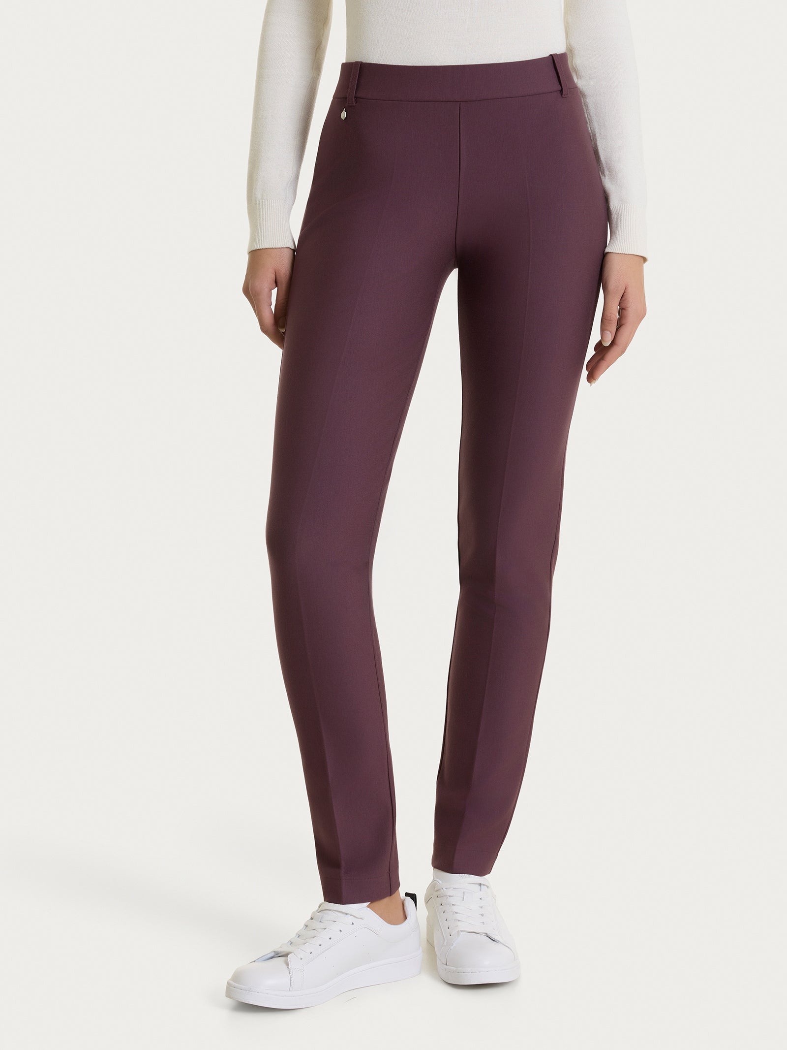 Pantalone a sigaretta con passanti in Compact Viola Donna - Ragno