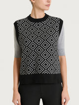 Maglia smanicata a rombi in Soft Wool Neri Donna - Ragno