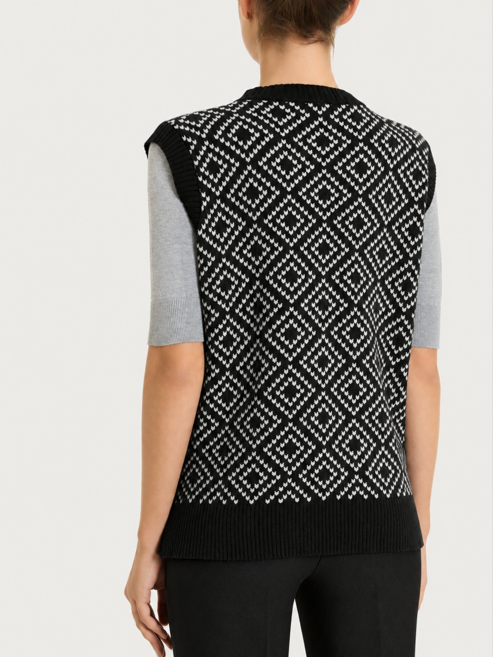 Maglia smanicata a rombi in Soft Wool Neri Donna - Ragno