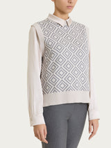Maglia smanicata a rombi in Soft Wool Bianchi Donna - Ragno