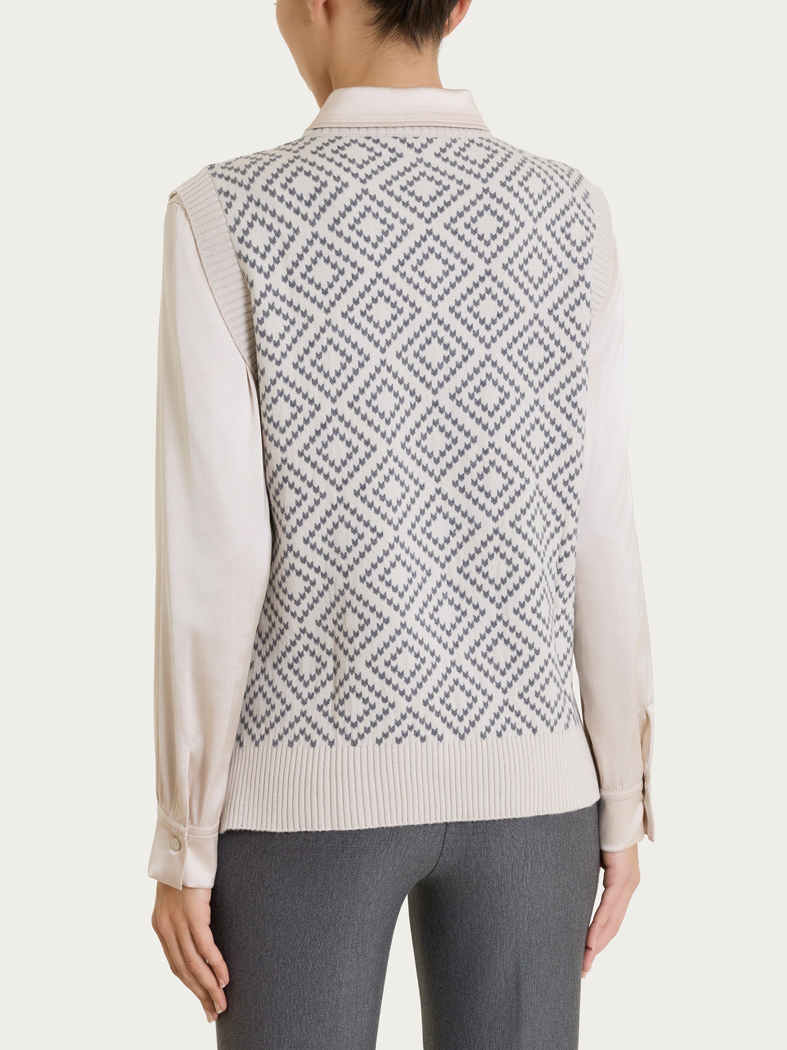 Maglia smanicata a rombi in Soft Wool Bianchi Donna - Ragno