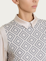 Maglia smanicata a rombi in Soft Wool Bianchi Donna - Ragno