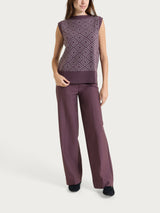 Maglia smanicata a rombi in Soft Wool Viola Donna - Ragno