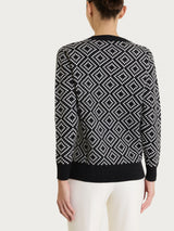 Maglia girocollo a rombi in Soft Wool Neri Donna - Ragno