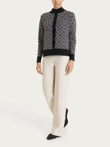 Cardigan lupetto a rombi in Soft Wool Neri Donna - Ragno