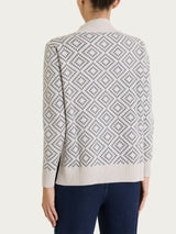 Cardigan lupetto a rombi in Soft Wool Bianchi Donna - Ragno
