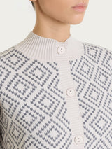 Cardigan lupetto a rombi in Soft Wool Bianchi Donna - Ragno