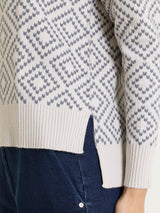 Cardigan lupetto a rombi in Soft Wool Bianchi Donna - Ragno